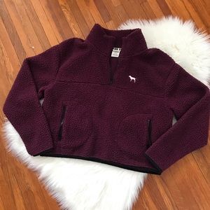 Victoria’s Secret Cropped Sherpa Jacket Burgundy M